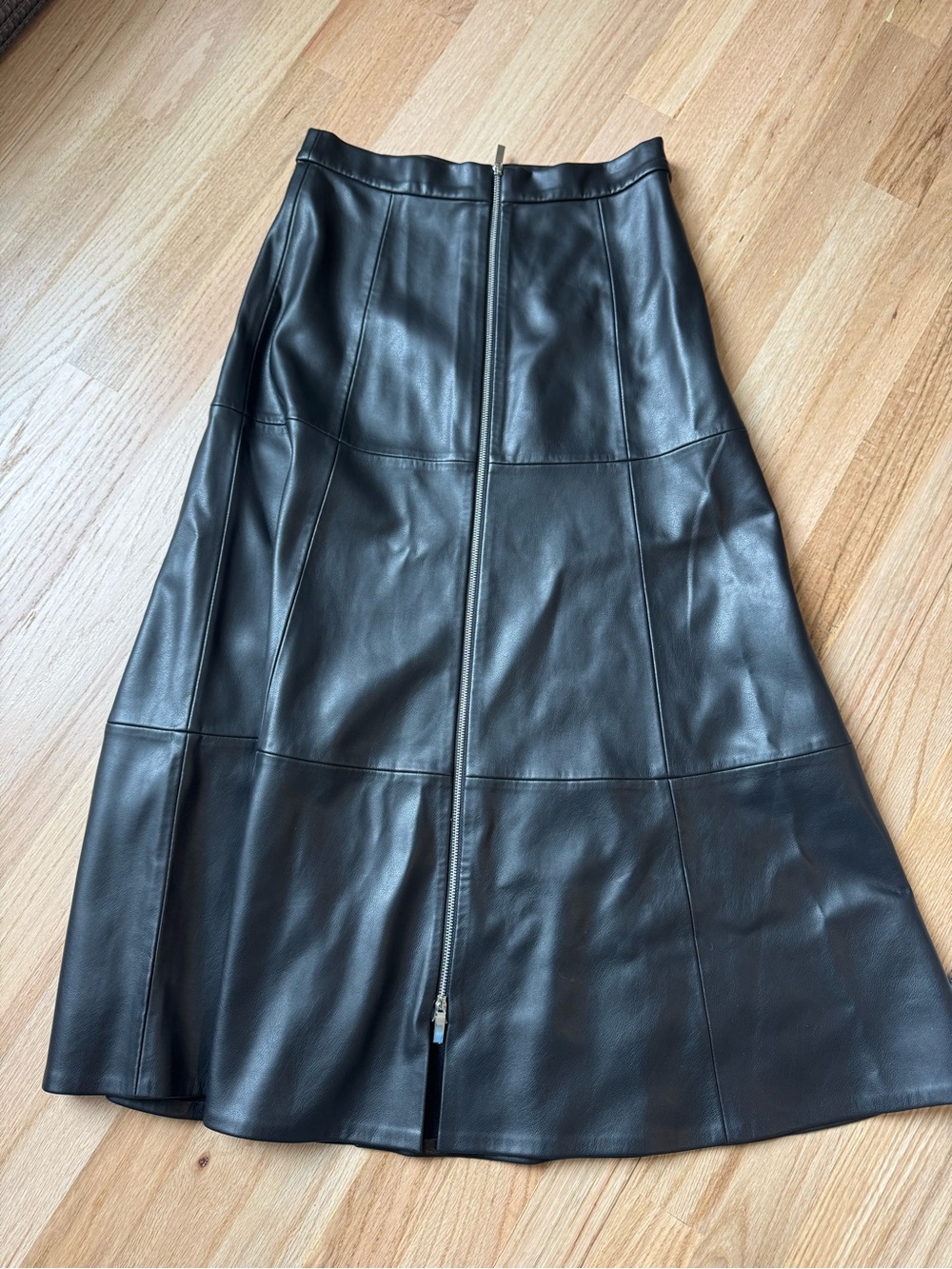 Alexis Kova Black Faux Leather A-Line Skirt with Center Back Zip